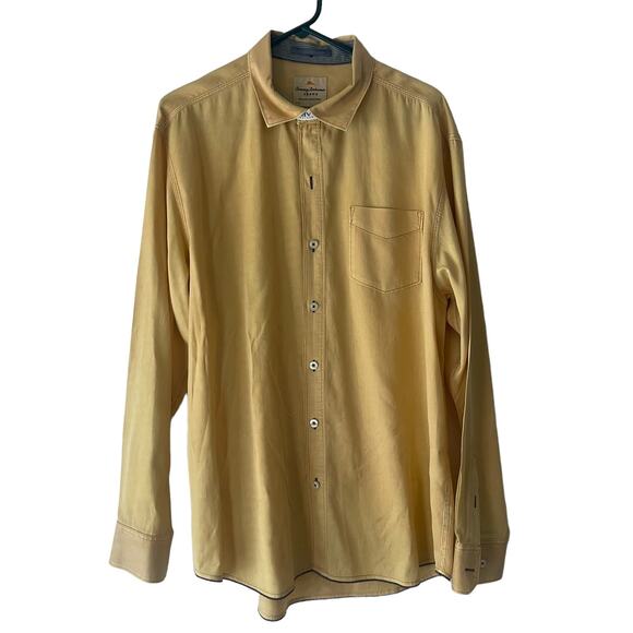 Tommy Bahama Island Crafted Vintage 90s Yellow Tencel Long Sleeve Button Up - Picture 1 of 10